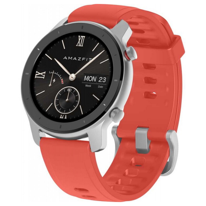 Смарт часы Amazfit GTR 42mm Coral Red / Red Silicone Strap