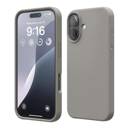 Чехол iPhone 16 Elago Soft Silicone Liquid Medium Gray (Синий)