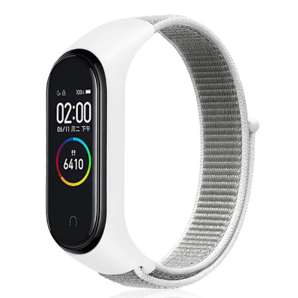 Ремешок для Mi Band 4 Nylon Loop Gray/White