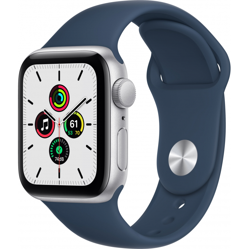 Apple Watch SE 44mm Silver Aluminum Case / Abyss Blue Sport Band