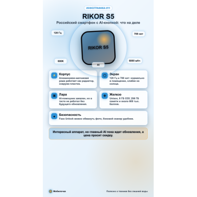 Обзор российского смартфона Rikor S5 с искусственным интеллектом